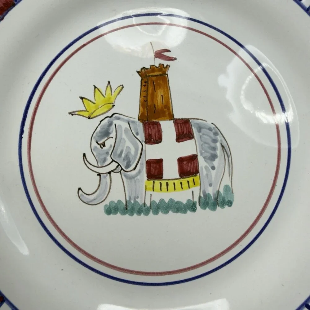 Sberna Deruta ROYAL ELEPHANT 8inch Plate Dish Set 4 Plates Dishes Made in‎ Italy